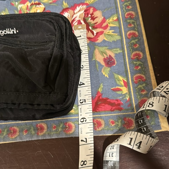 Baggallini Triple Zip Crossbody Belt Hip bag Black w/Sand lining silver hardware - Picture 13 of 14
